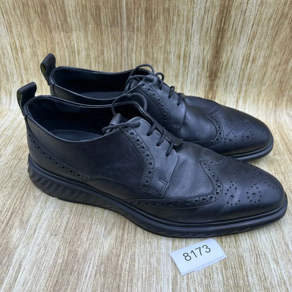ECCO Vitrus ST.1 Hybrid Wingtip Oxford Men's 11 Black Leather Brogue Dress Shoes